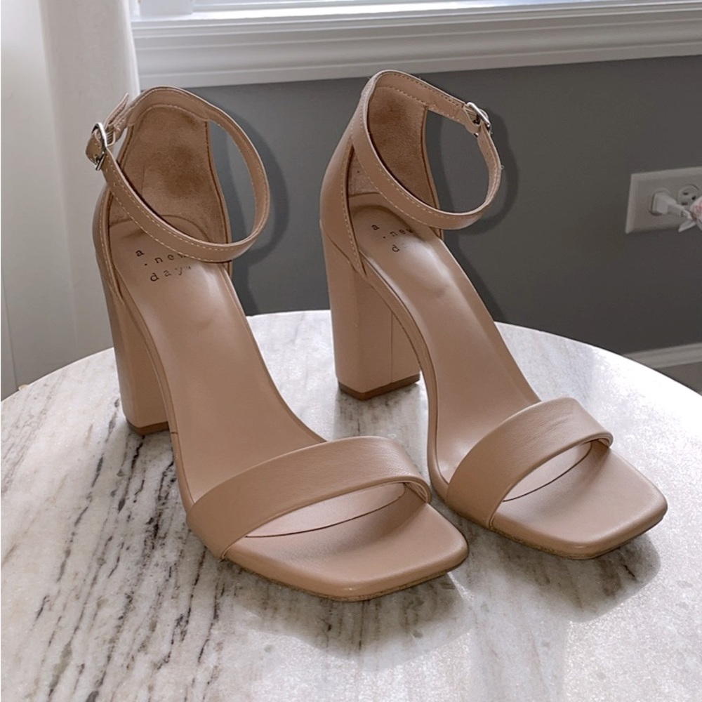 Nude block heels